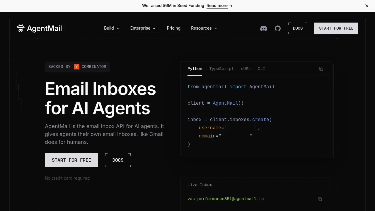 AgentMail product interface