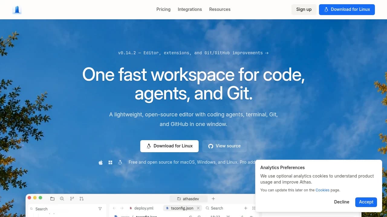 Athas product interface