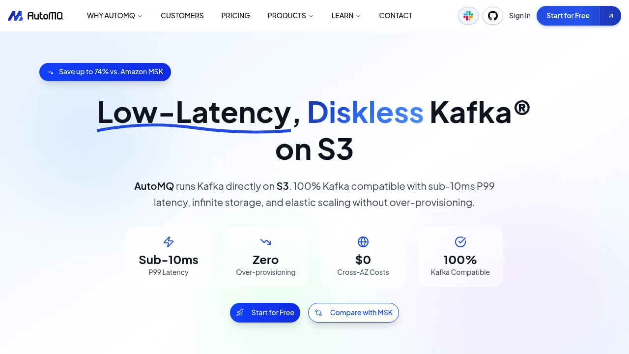 AutoMQ product interface