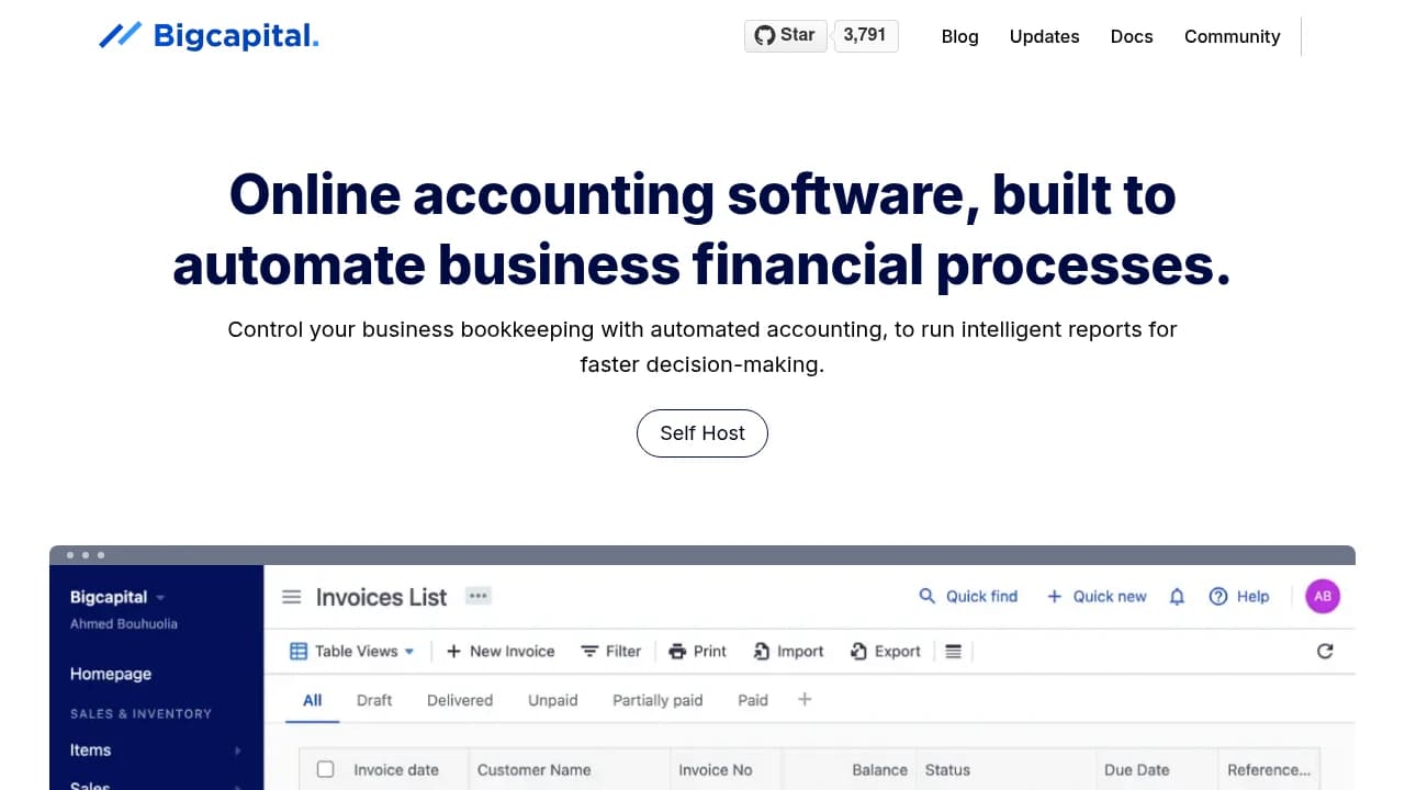 Bigcapital product interface