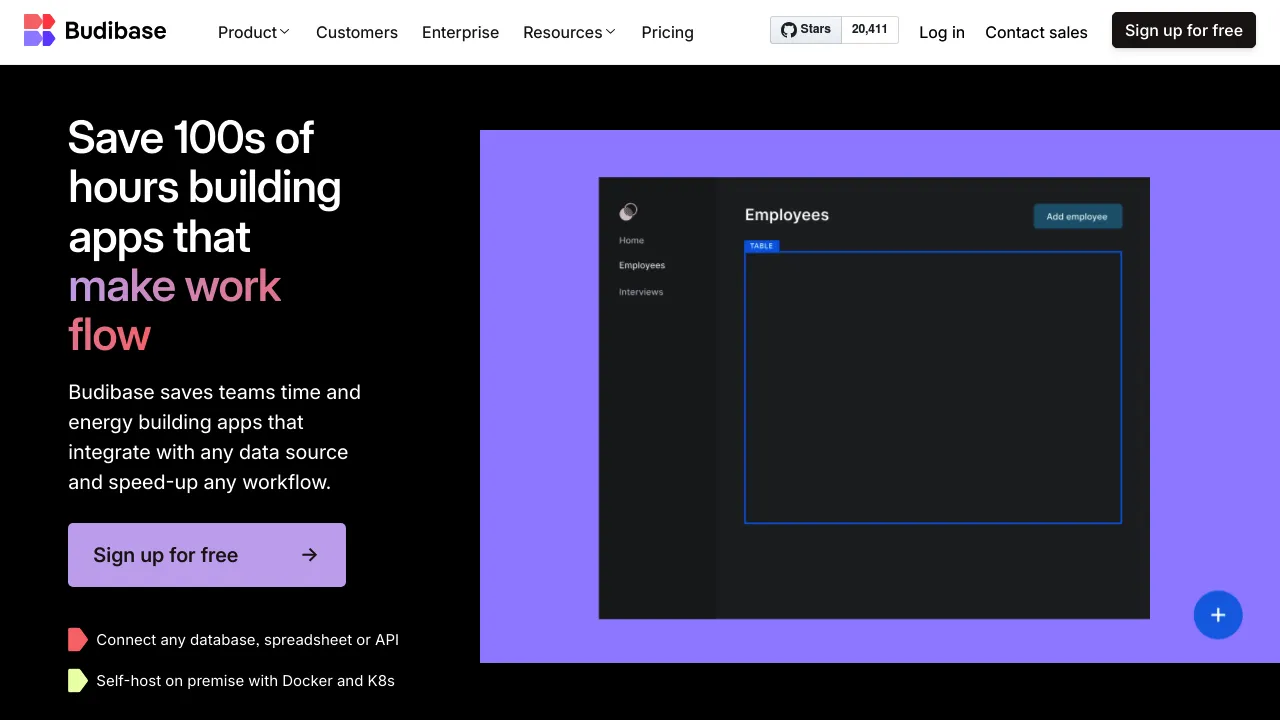 Budibase product interface
