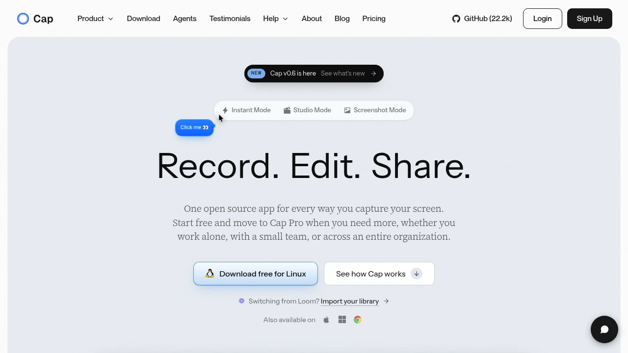 Cap product interface