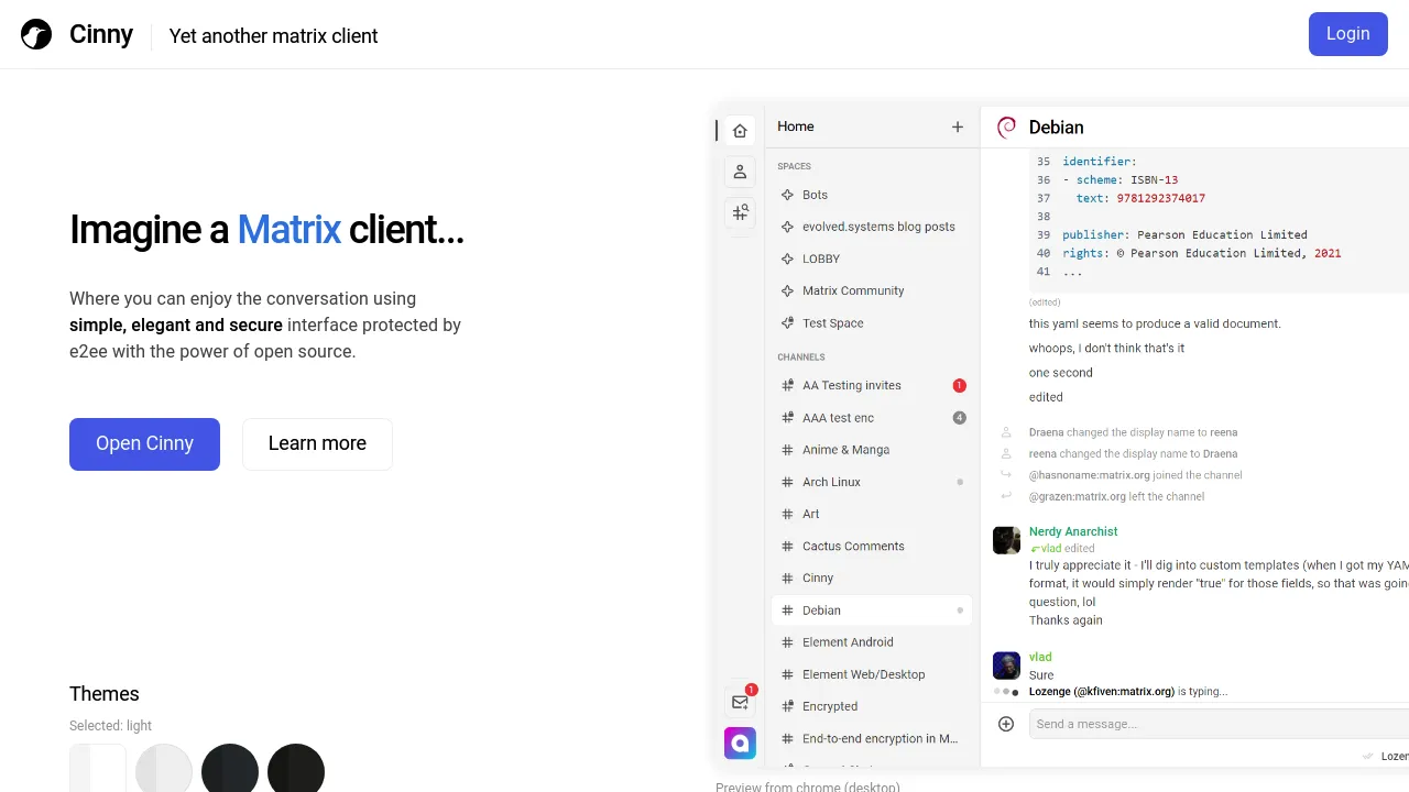 Cinny product interface