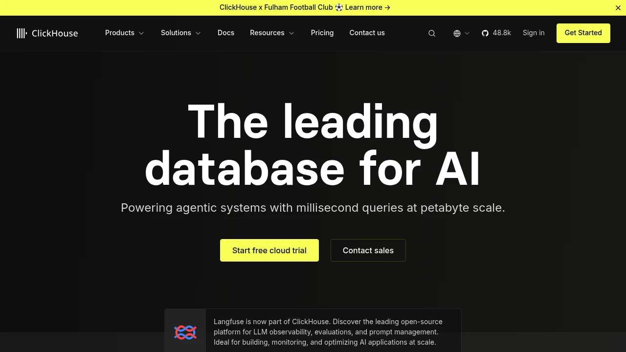 ClickHouse product interface