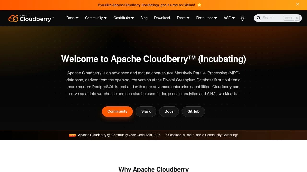 Apache Cloudberry product interface