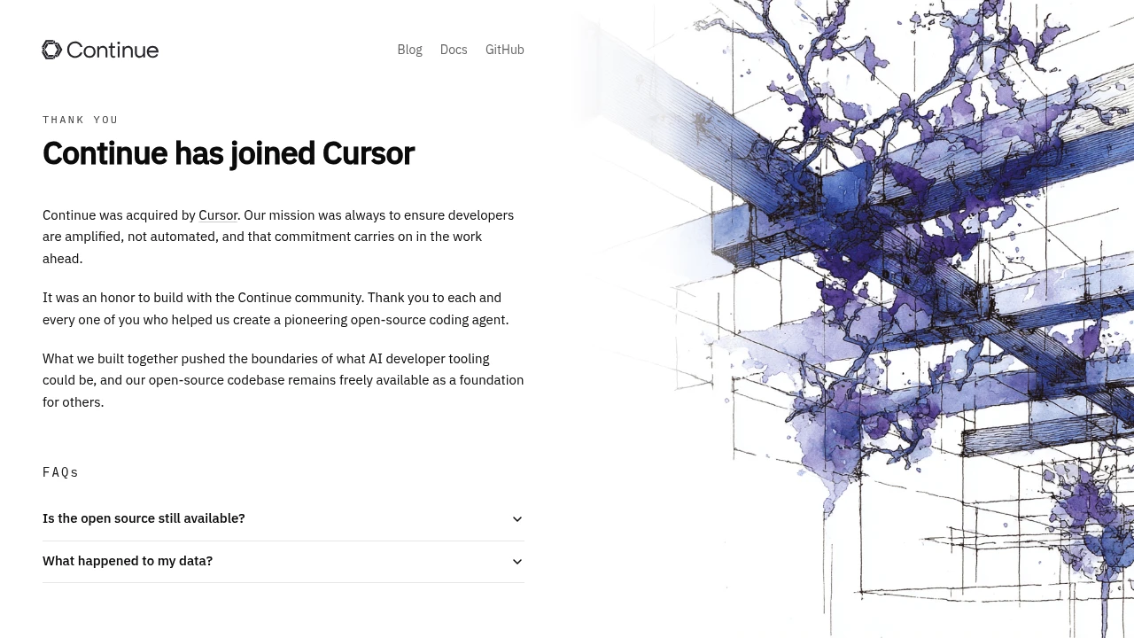 Continue product interface
