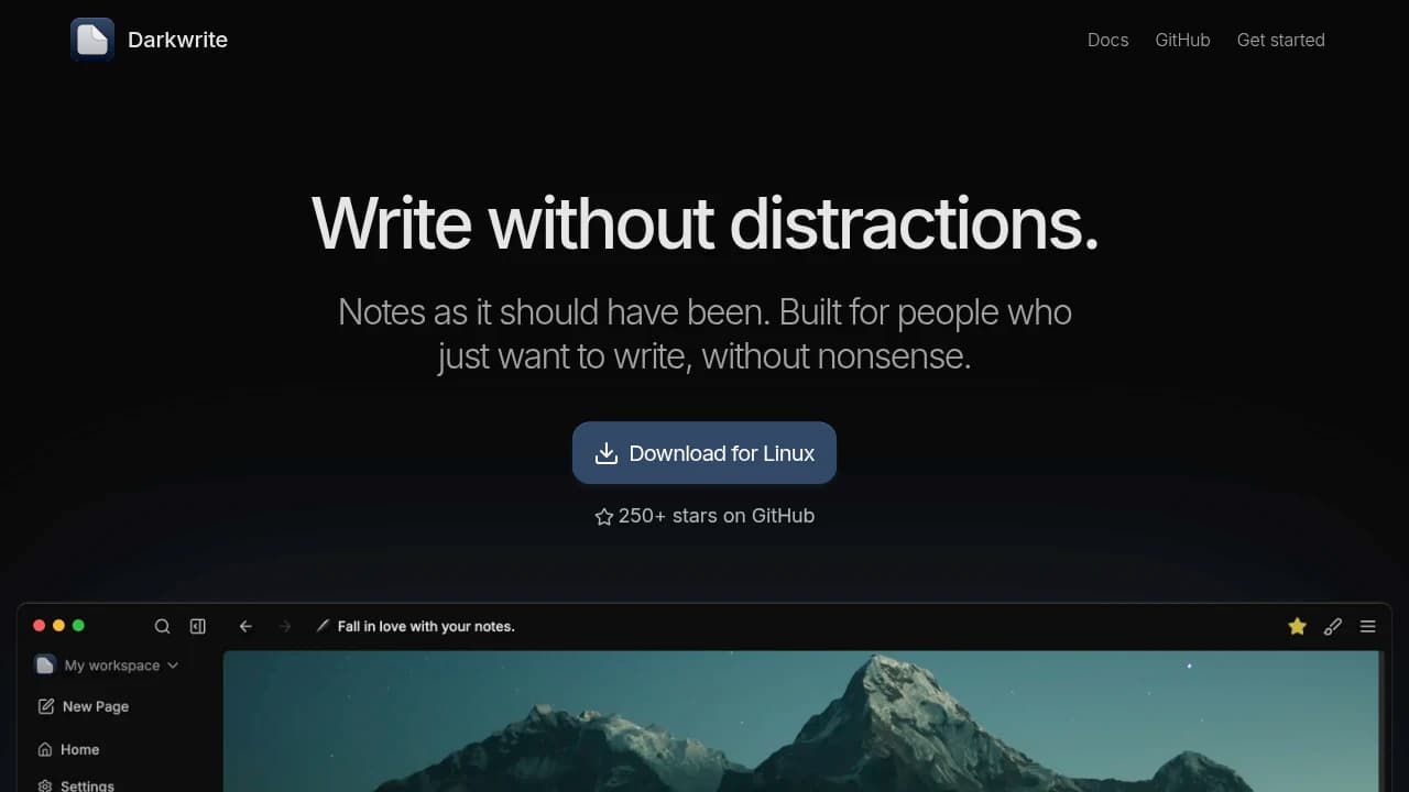 Darkwrite product interface