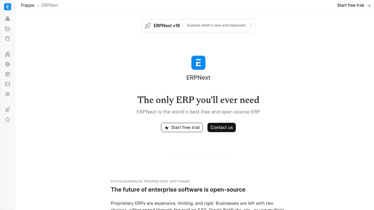 ERPNext product interface