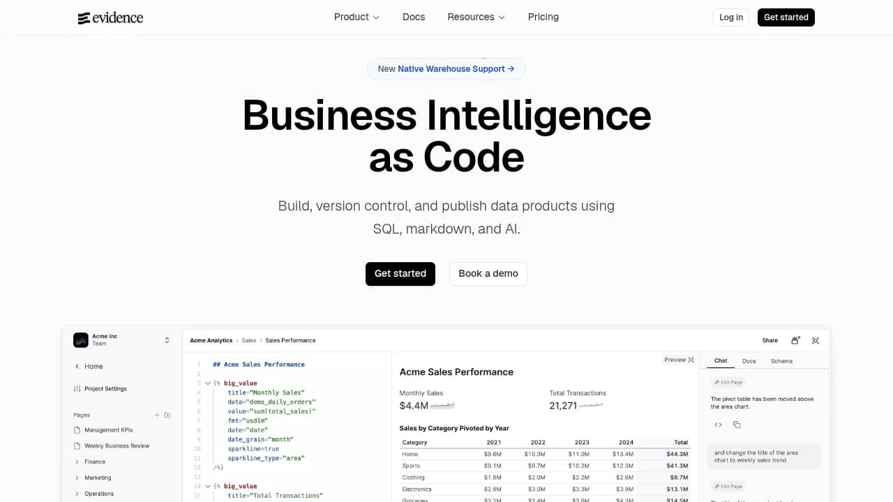Evidence product interface