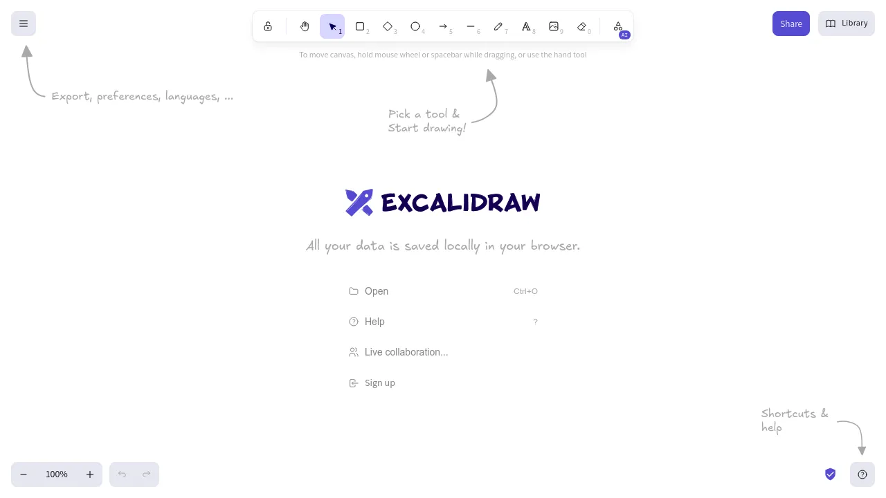 Excalidraw product interface