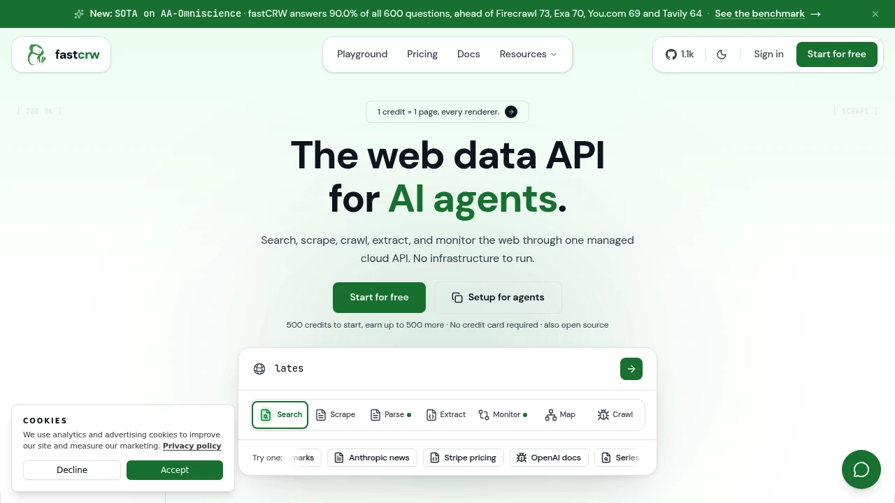 fastCRW product interface
