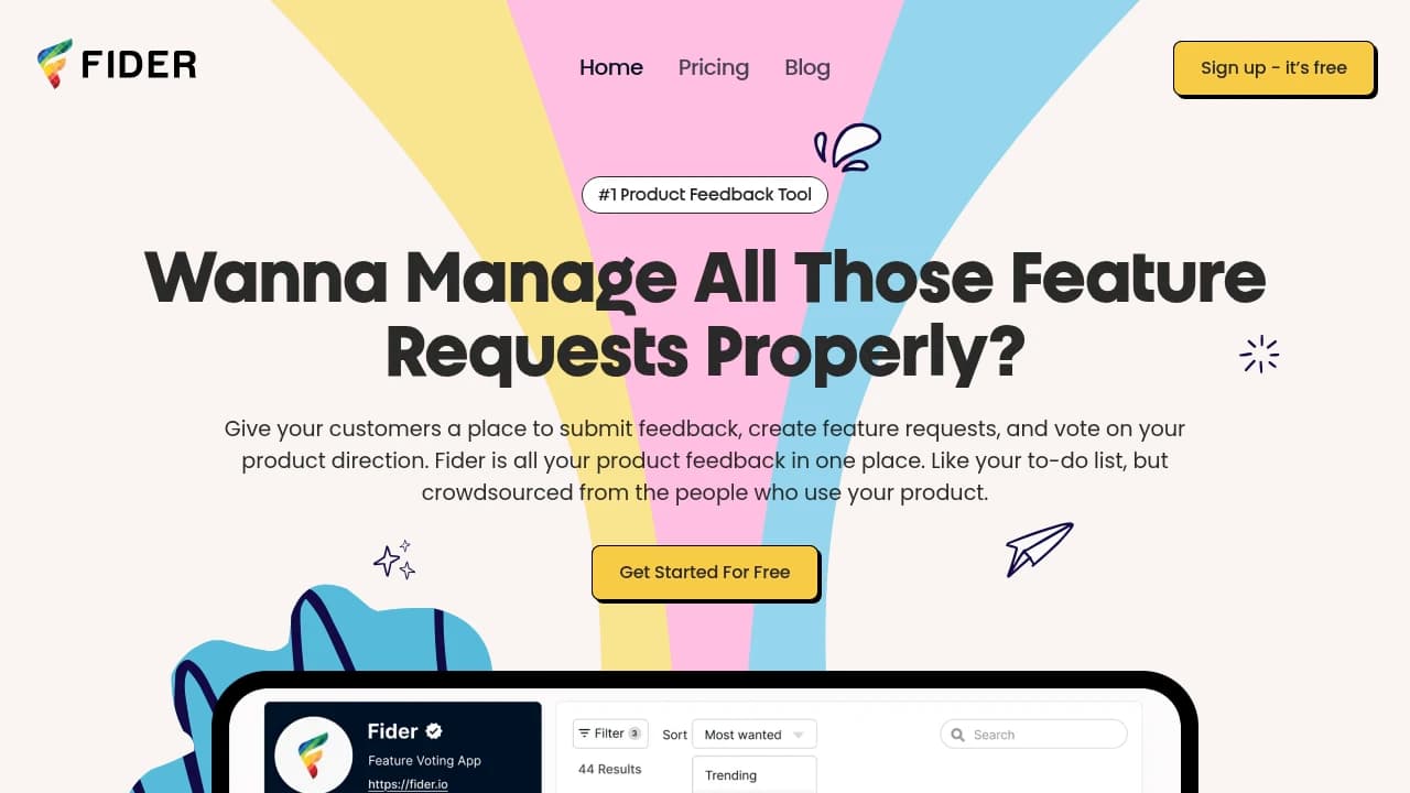 Fider product interface