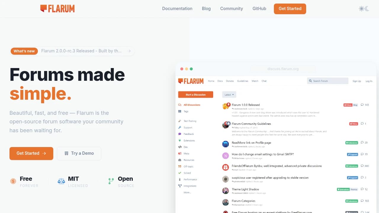 Flarum product interface