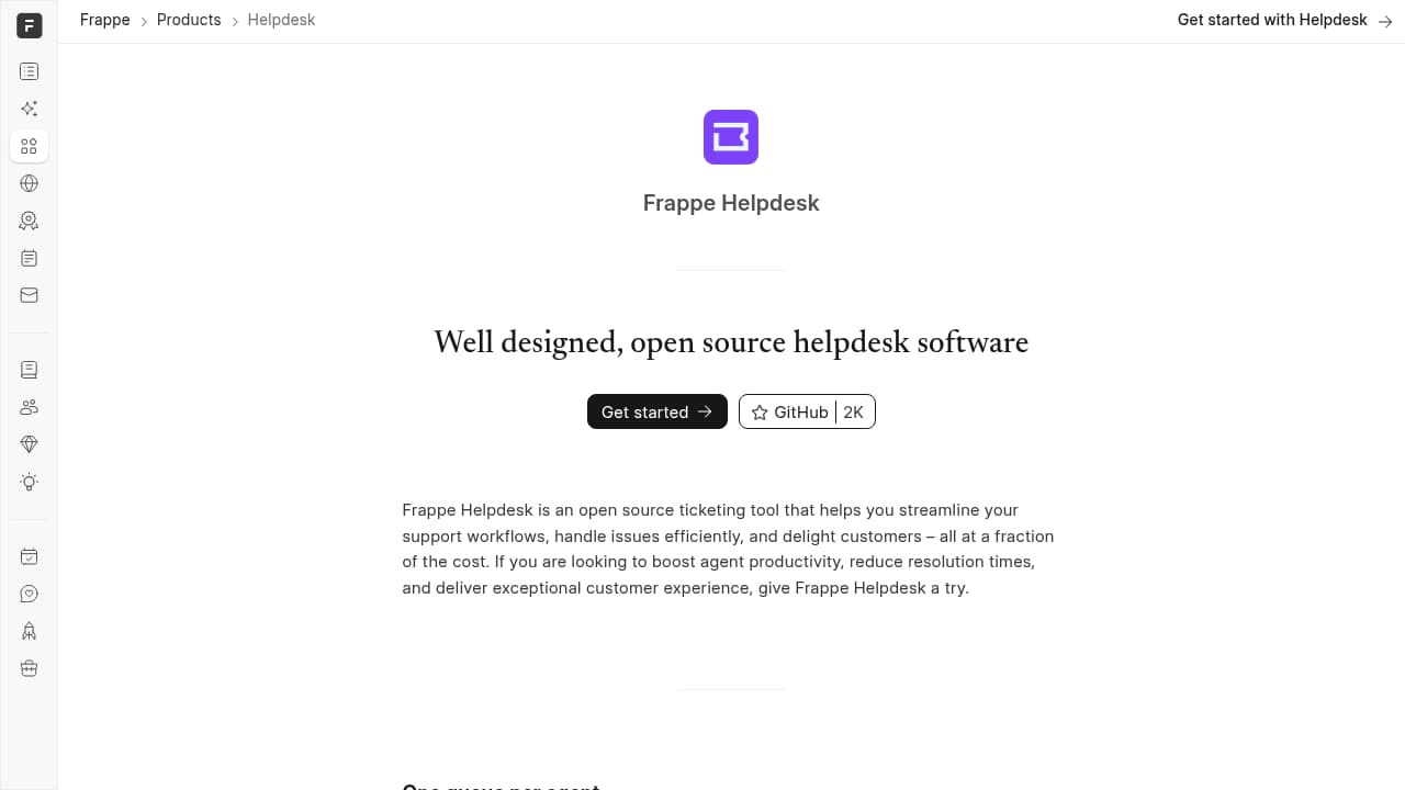 Frappe Helpdesk product interface