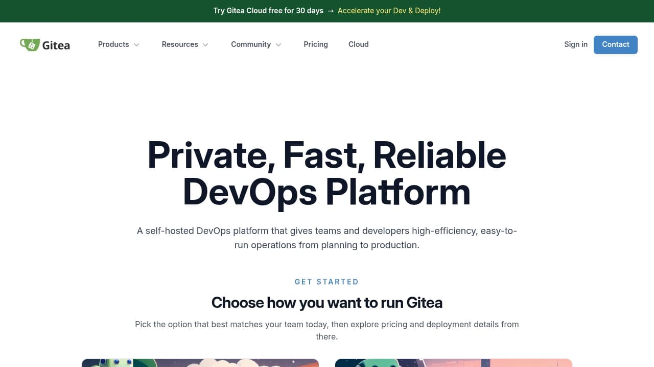 Gitea product interface