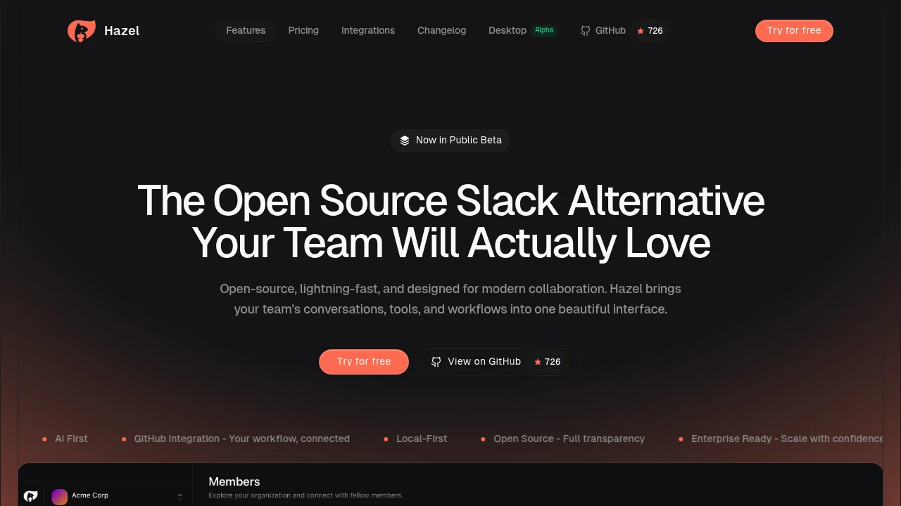 Hazel product interface