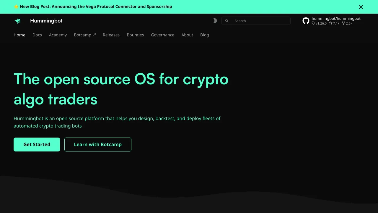 Hummingbot product interface
