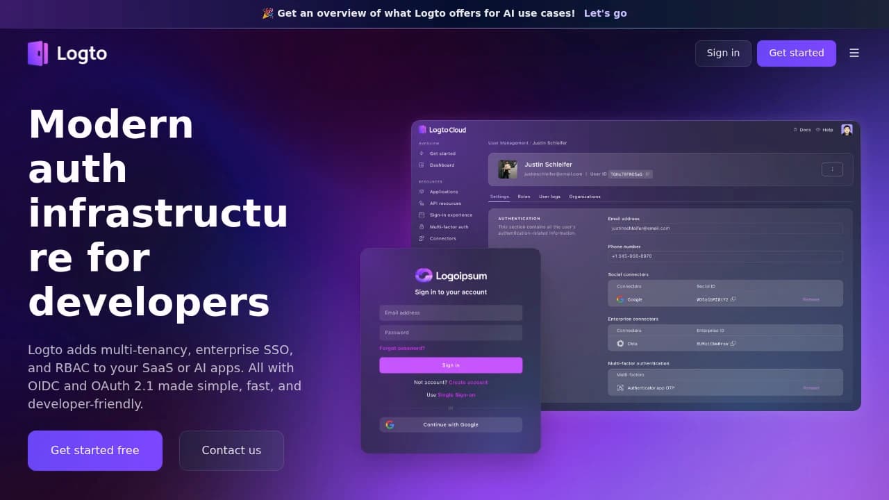 Logto product interface
