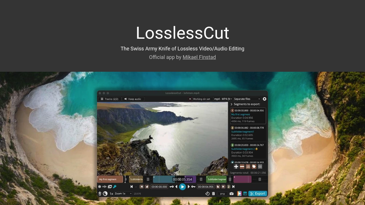 LosslessCut product interface