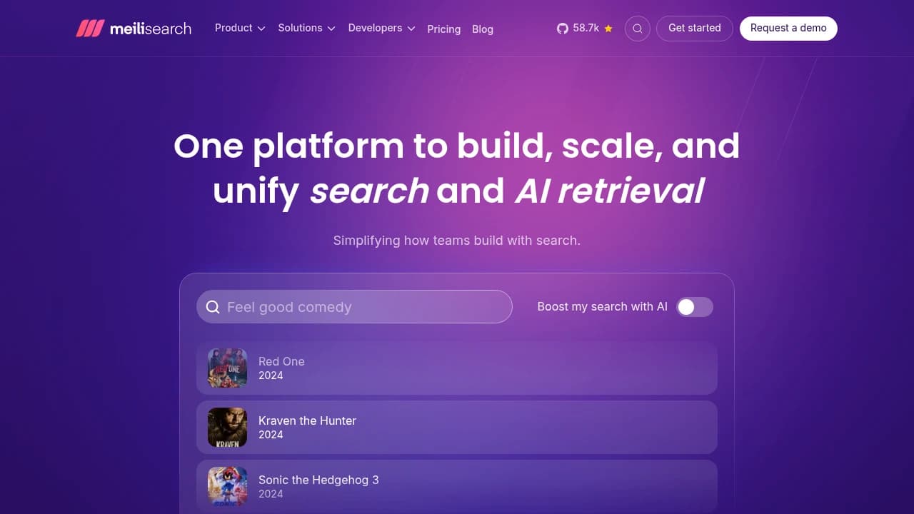 Meilisearch product interface