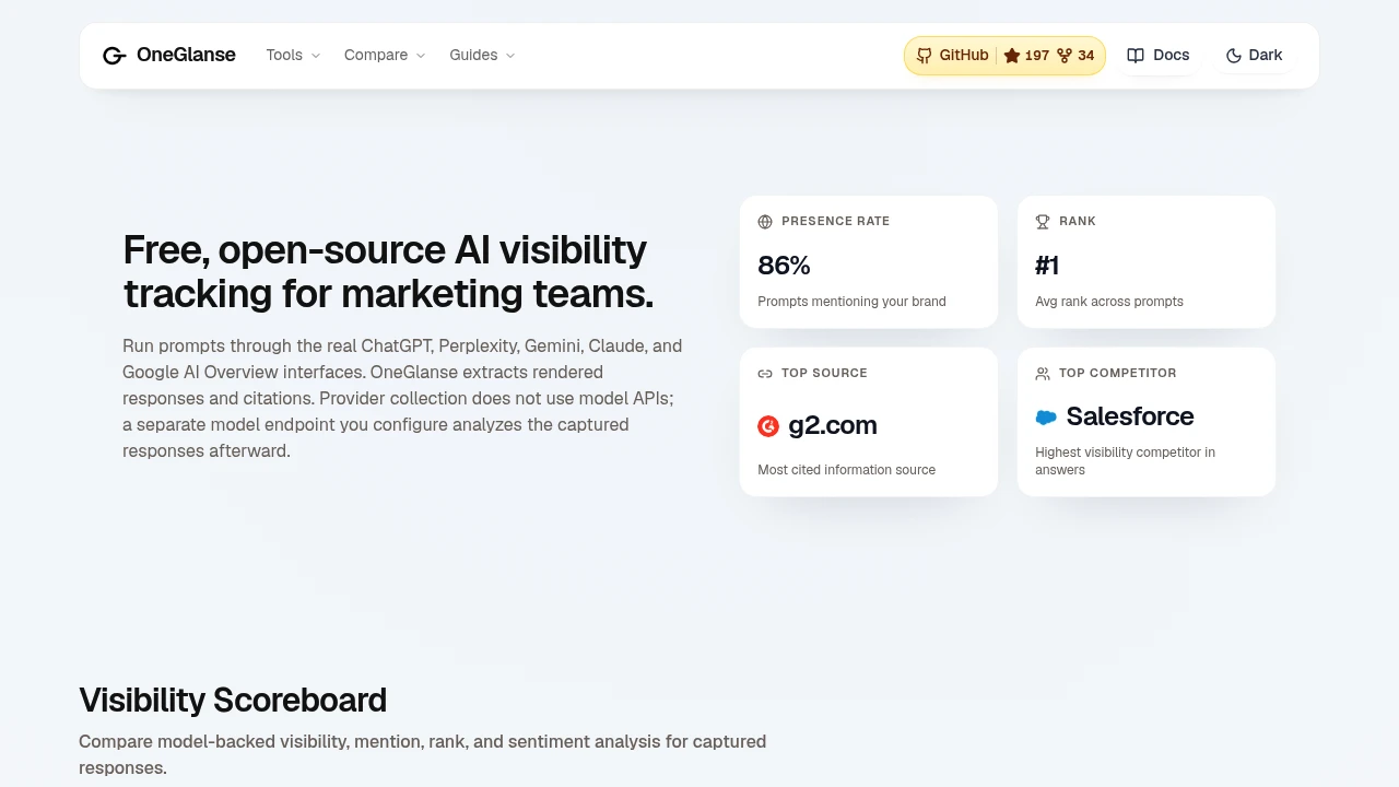 OneGlanse product interface