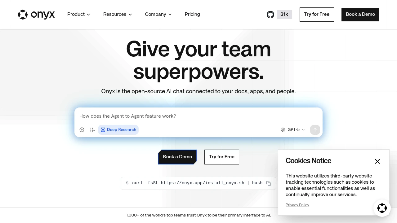 Onyx product interface