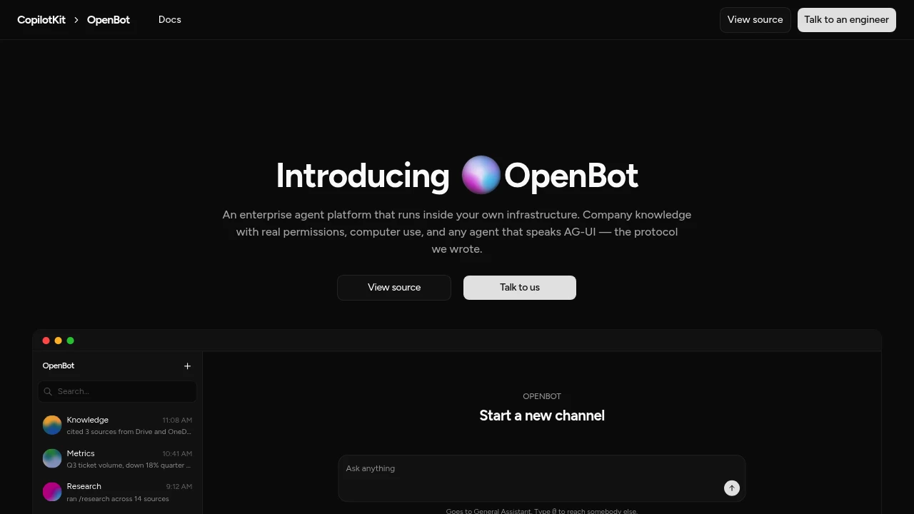 OpenBot product interface