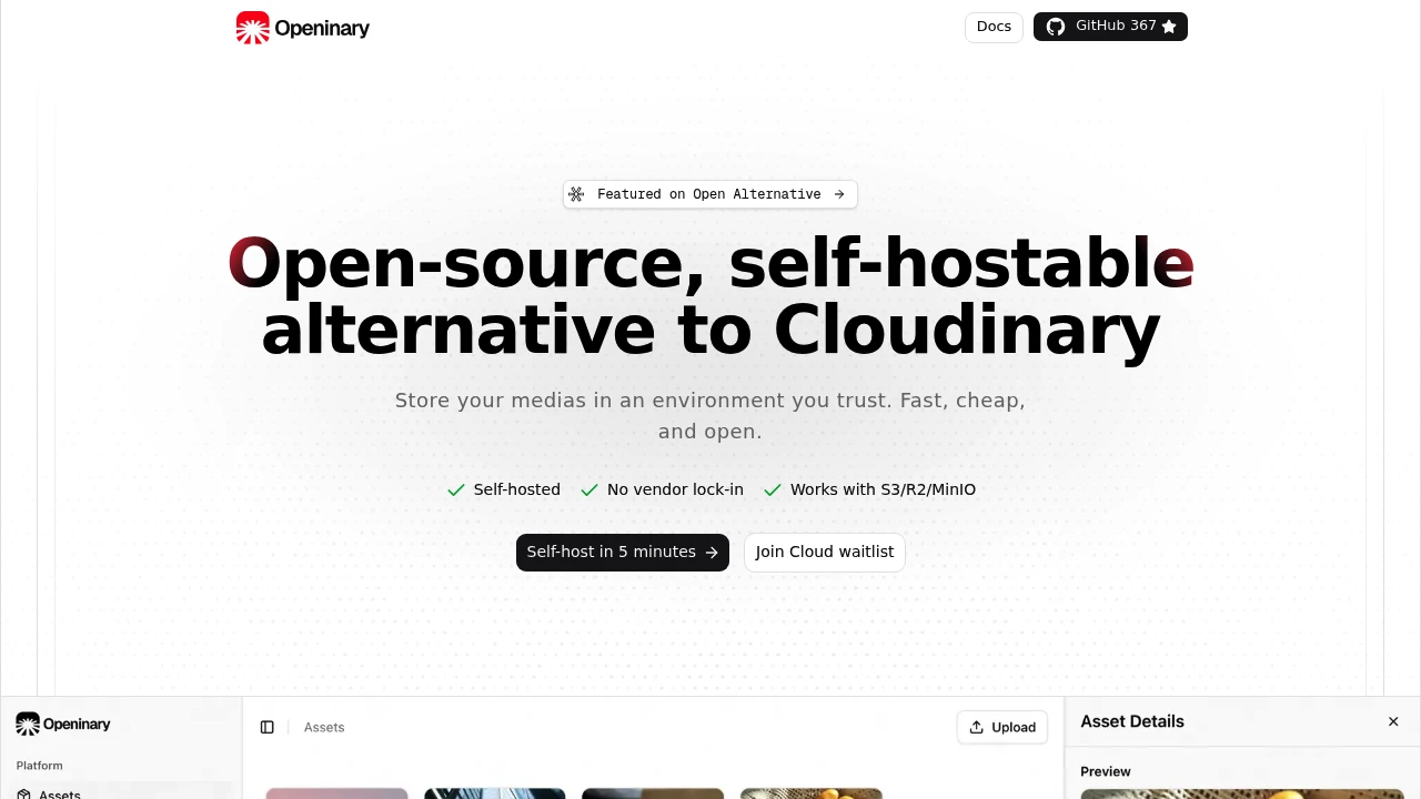 Openinary product interface