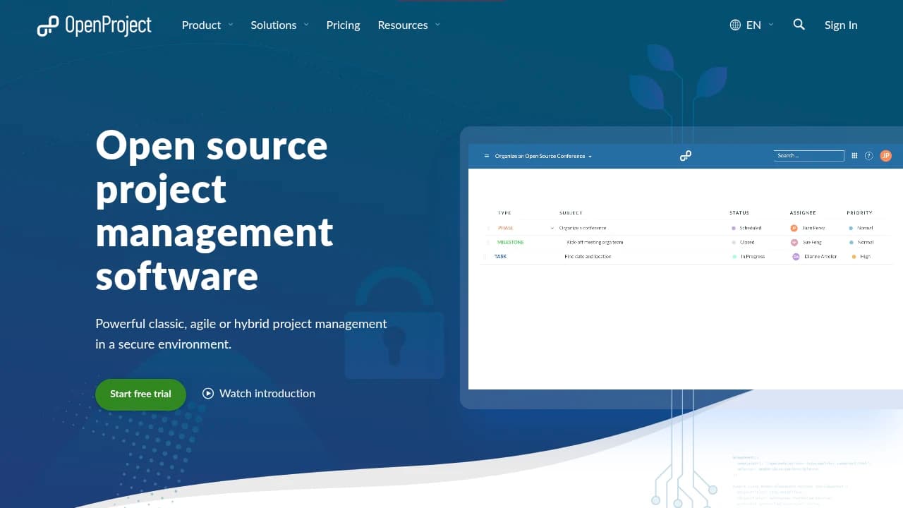 OpenProject product interface