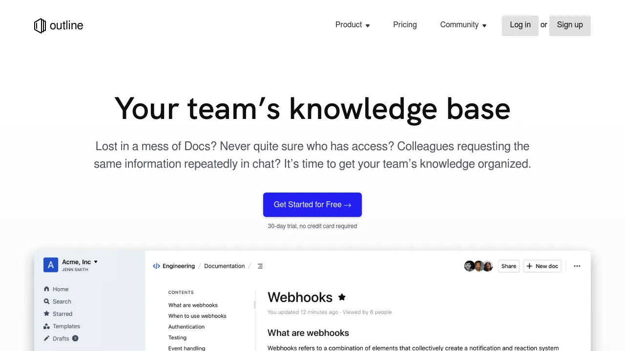 Outline product interface