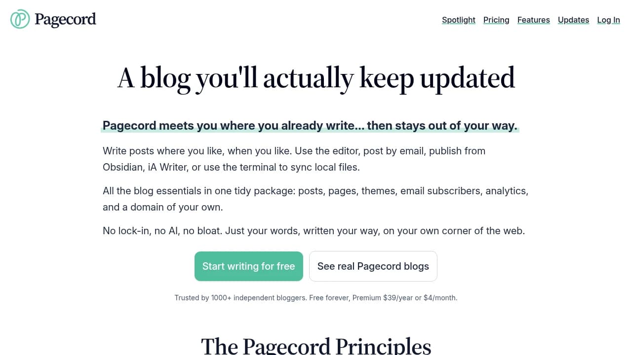 Pagecord product interface
