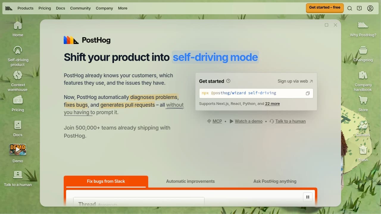 PostHog product interface