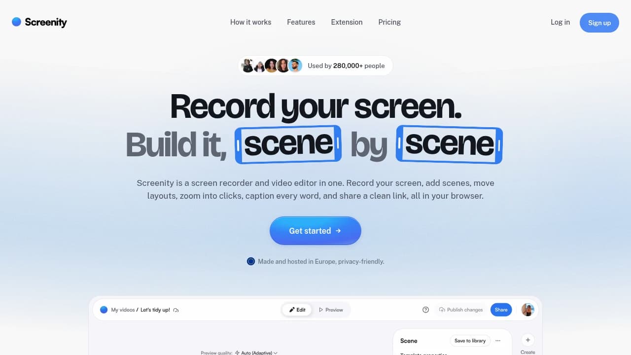 Screenity product interface