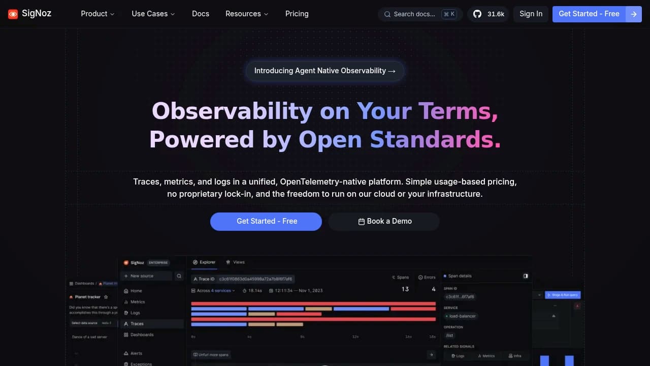 SigNoz product interface