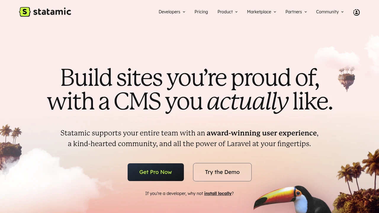 Statamic product interface