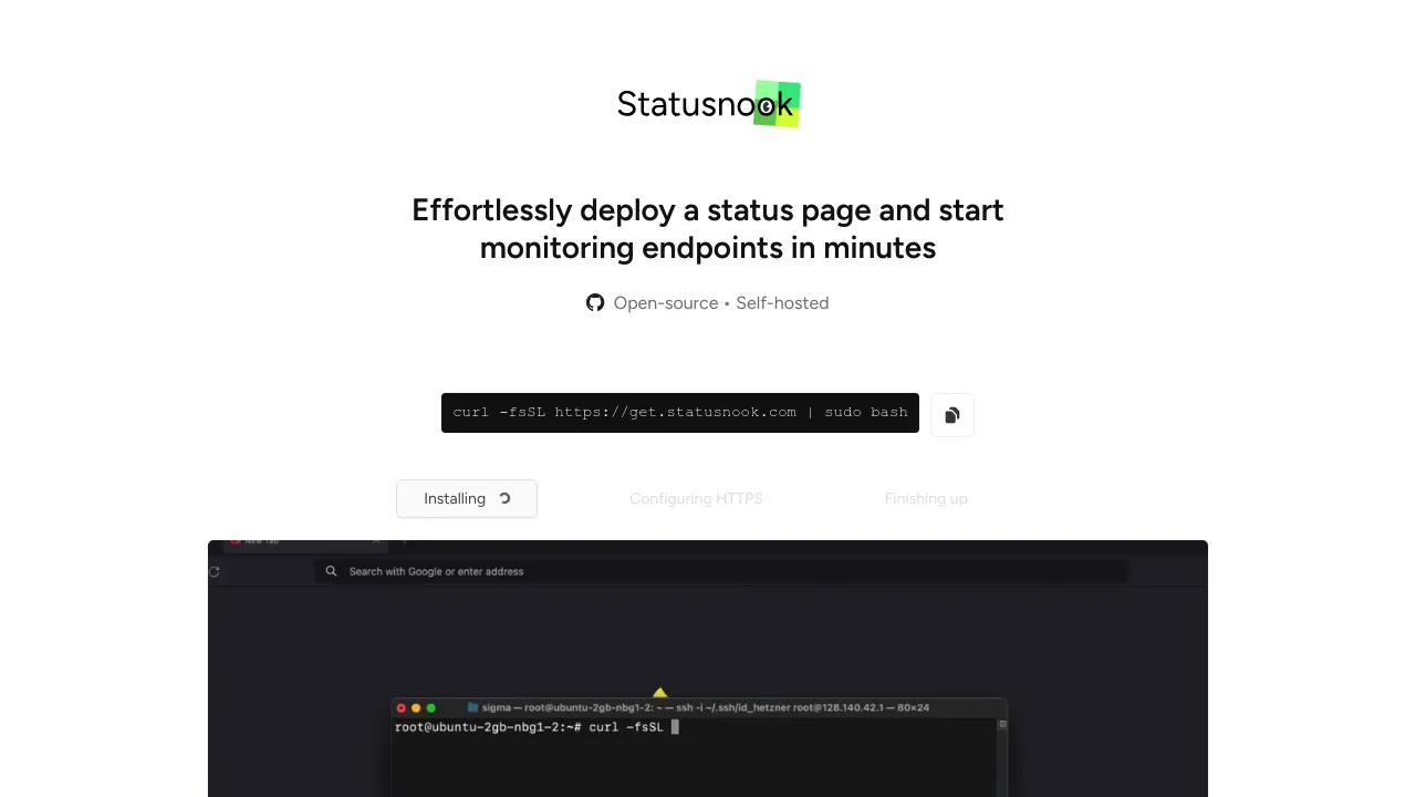 Statusnook product interface