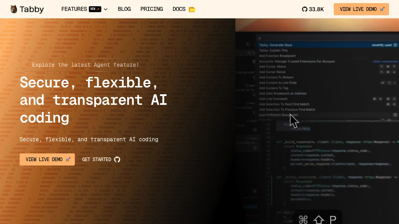 Tabby product interface