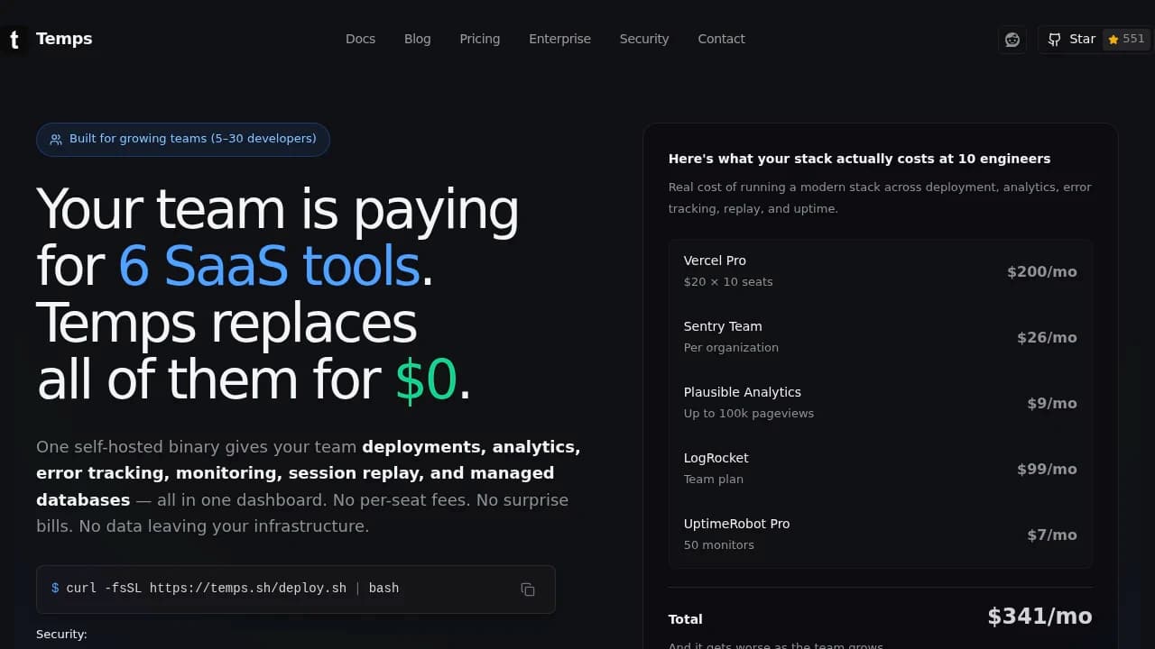 Temps product interface