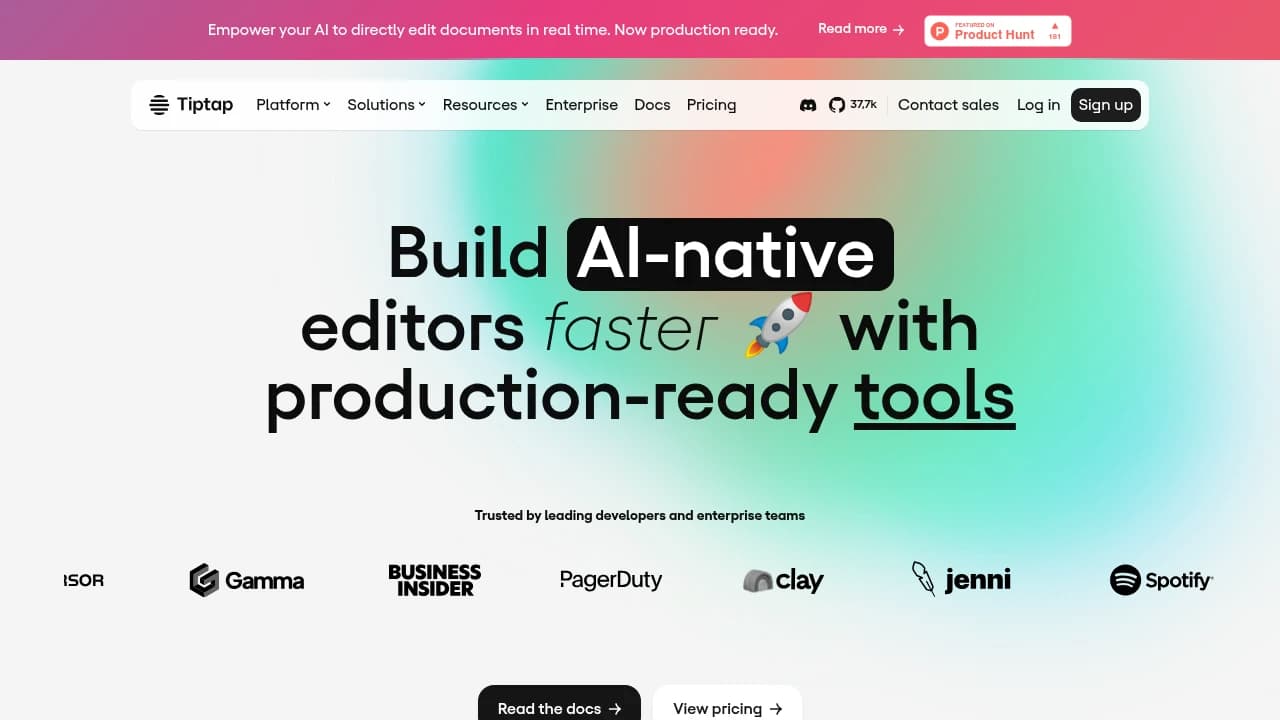 TipTap product interface