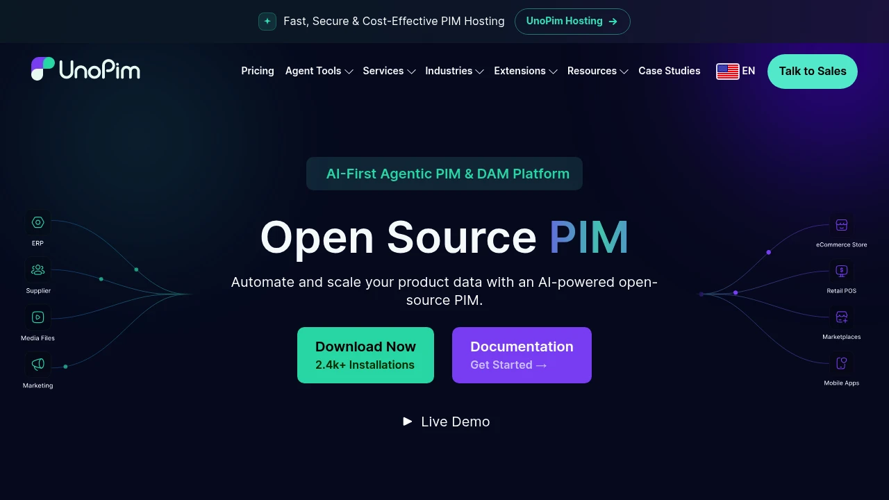 UnoPim product interface
