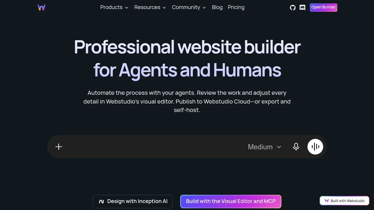 WebStudio product interface