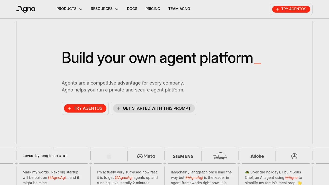 Agno product interface