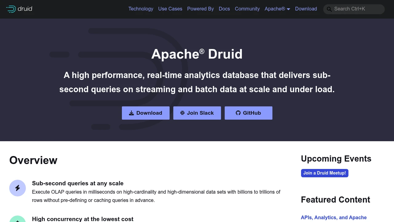 Apache Druid product interface