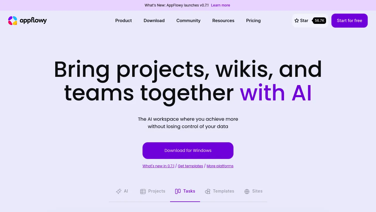 AppFlowy product interface