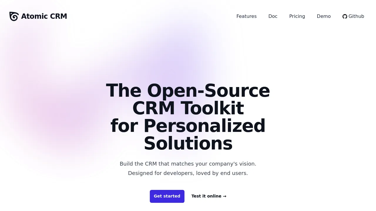 Atomic CRM product interface