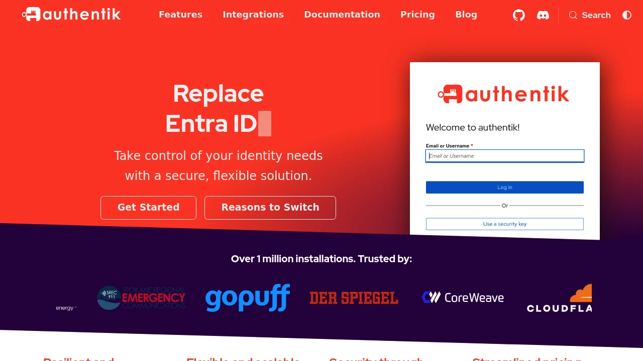 Authentik product interface