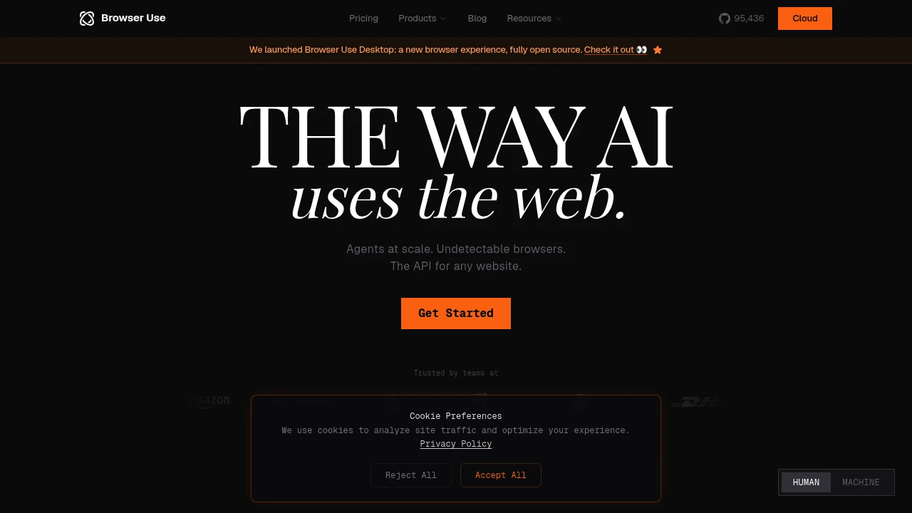 Browser Use product interface