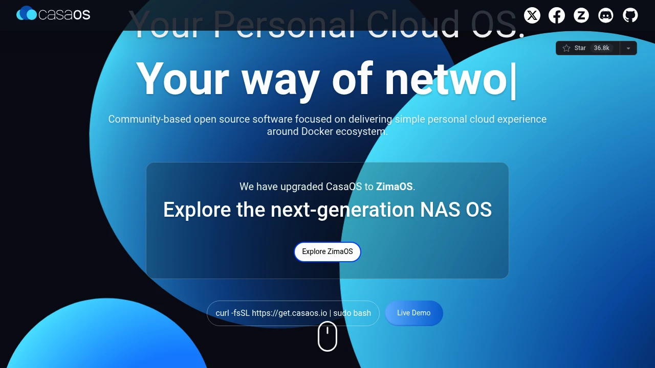 CasaOS product interface