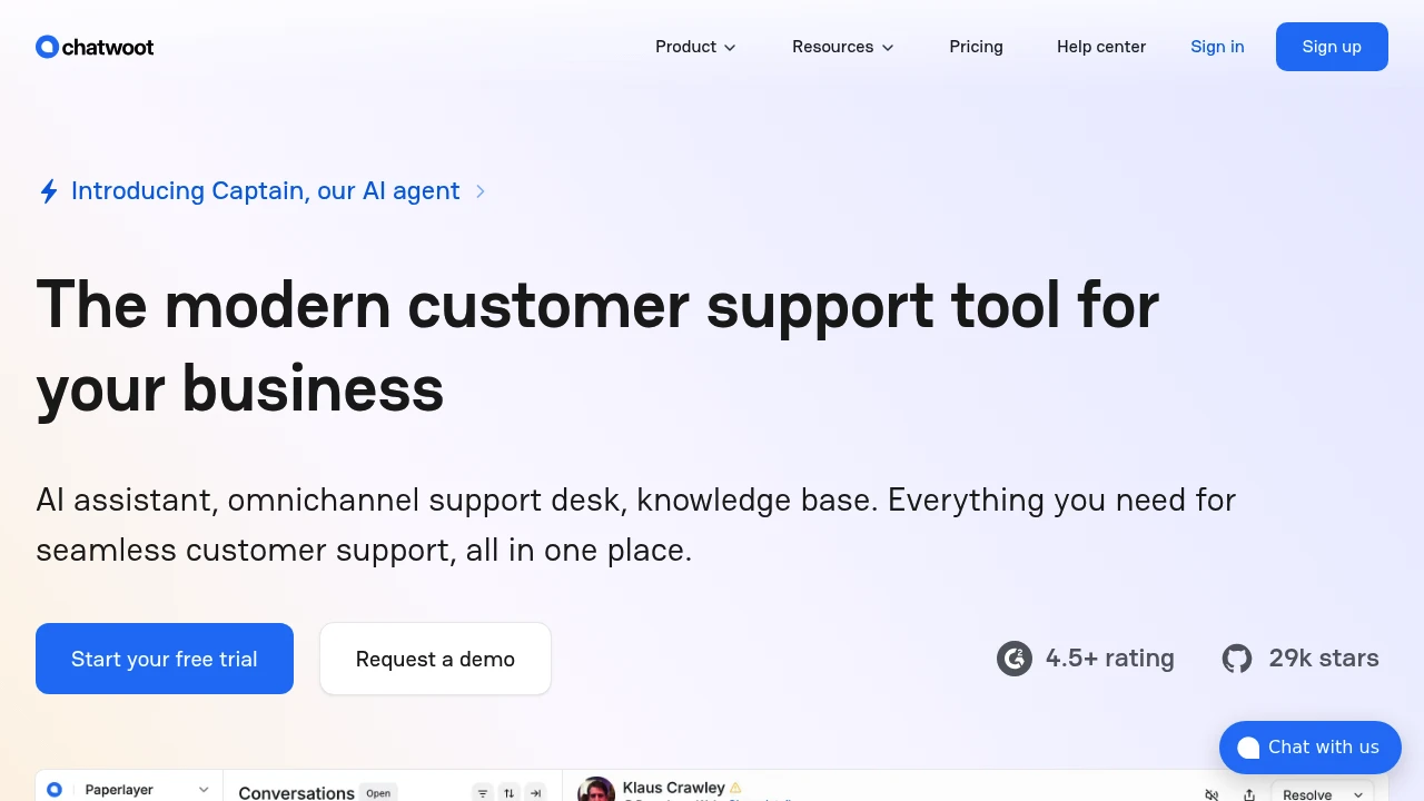Chatwoot product interface