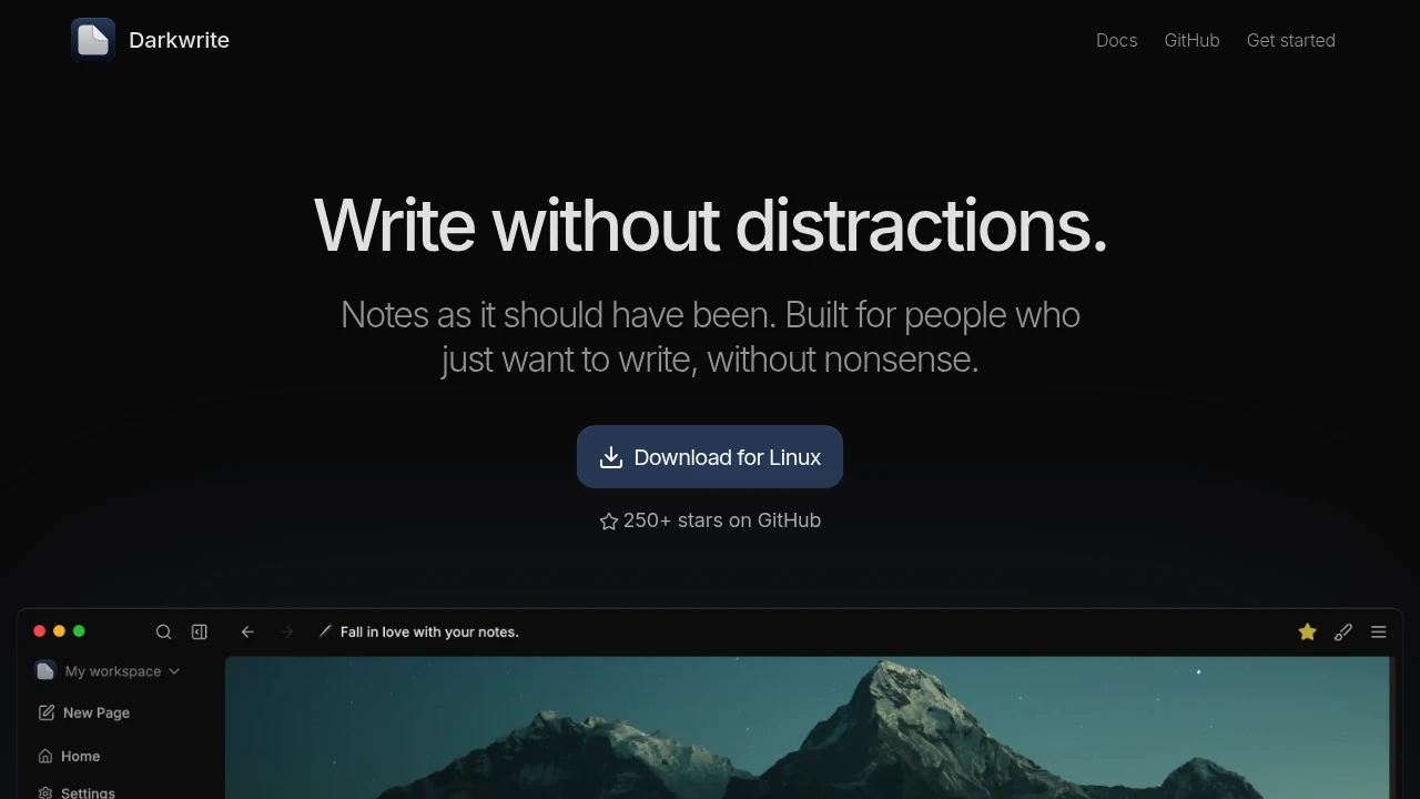 Darkwrite product interface